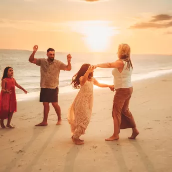 Family Sunset Portrait Beach Dancing