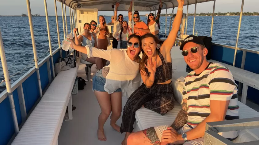 group of friends on the boat