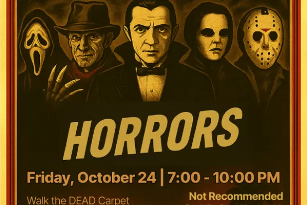 black background with vintage sepia overlay of famous horror movie villain mockups