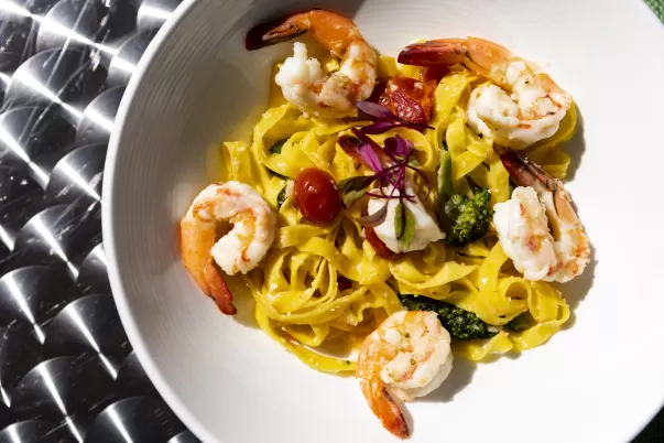 Shrimp and pasta entree at Rae's Real Italian